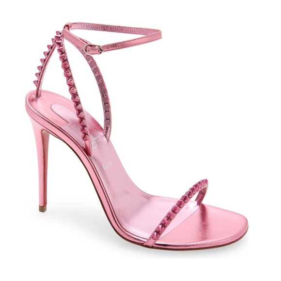 Christian Louboutin Shoes - Christian Louboutin So Me Studded Ankle Strap Sandal Pink spikes